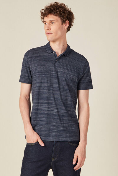 Polo manches courtes bleu marine homme