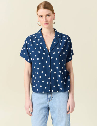 Chemise manches courtes bleu marine femme