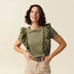 T-shirt en coton manches courtes vert kaki femme