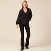 Blouse manches longues plissée noir femme