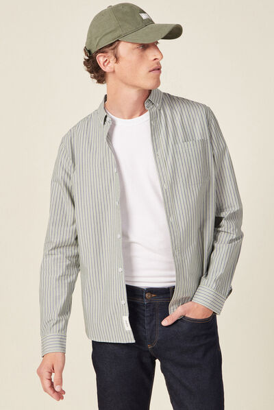 Chemise manches longues vert olive homme