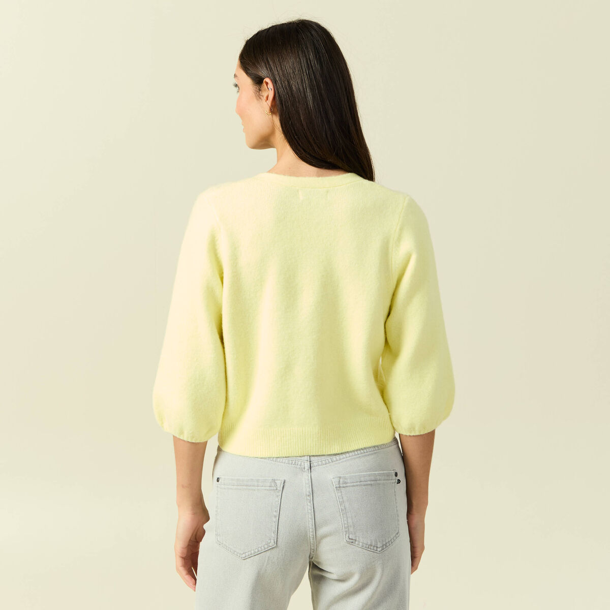 Gilet manches 3/4 jaune clair femme