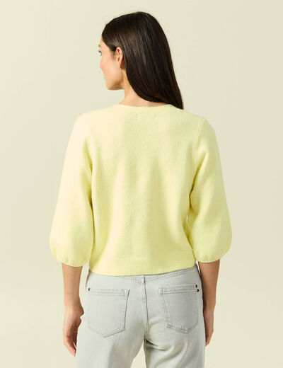 Gilet manches 3/4 jaune clair femme