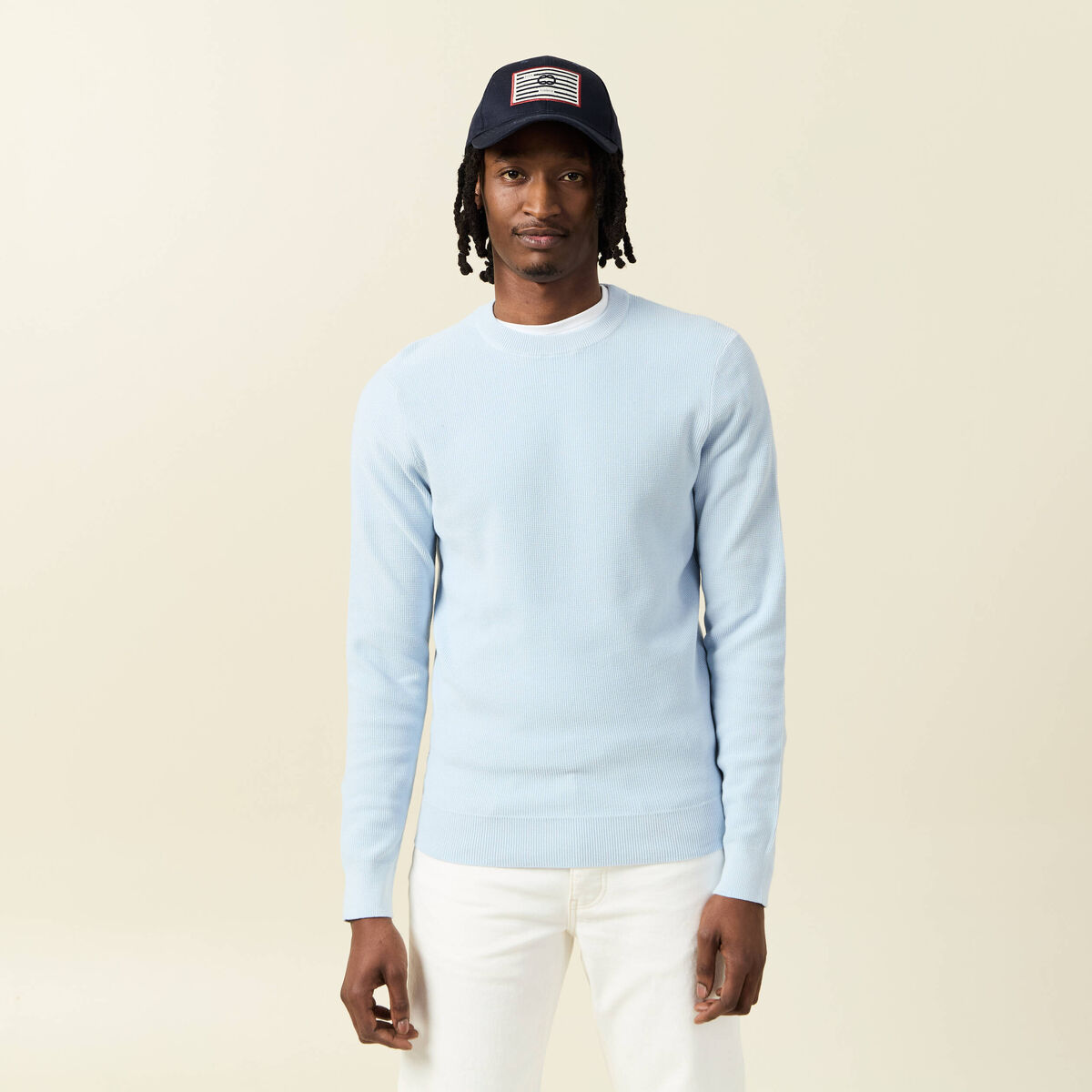 Pull éco-responsable bleu ciel homme