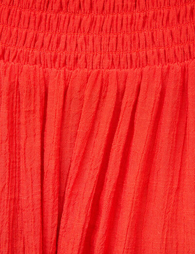 Robe col v manches courtes orange fonc&eacute; femme