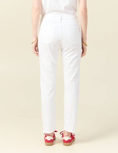 Jeans girlfriend taille haute denim blanc femme