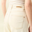 Jeans barrel 7/8&egrave;me avec ceinture denim blanc femme