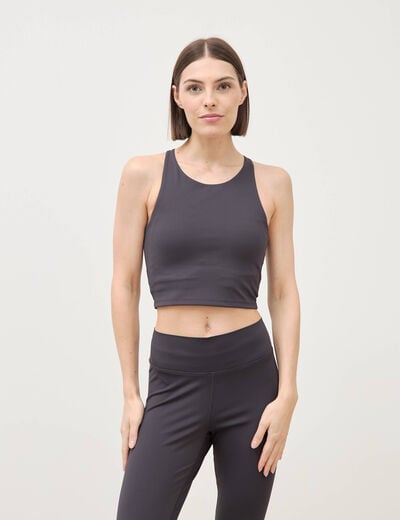 Brassi&egrave;re ajust&eacute;e cropped gris fonc&eacute; femme