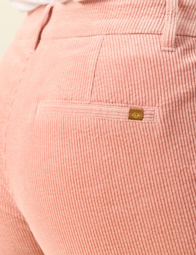 Pantalon chino velours côtelé rouge clair femme