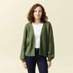 Gilet manches longues vert kaki femme