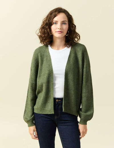 Gilet manches longues vert kaki femme