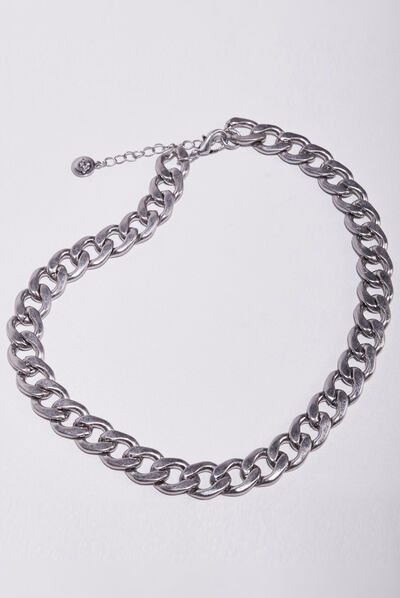 Collier chaîne gris argent femme