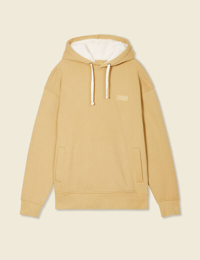 Sweat à capuche doublée beige homme