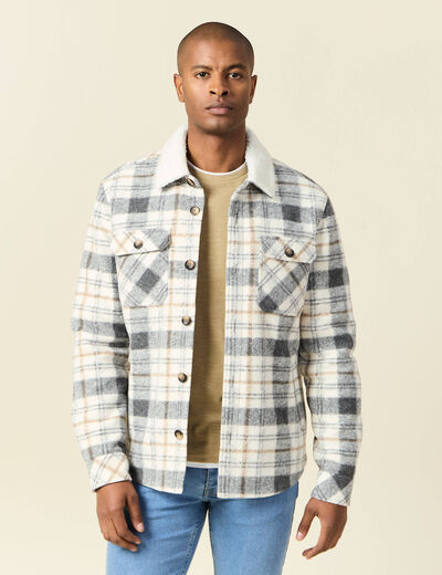 Surchemise col aviateur gris homme