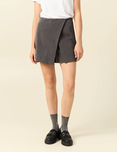 Jupe-short taille haute gris femme