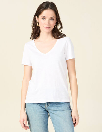 T-shirt manches courtes blanc femme