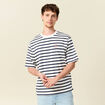 T-shirt oversize brodé en coton blanc homme