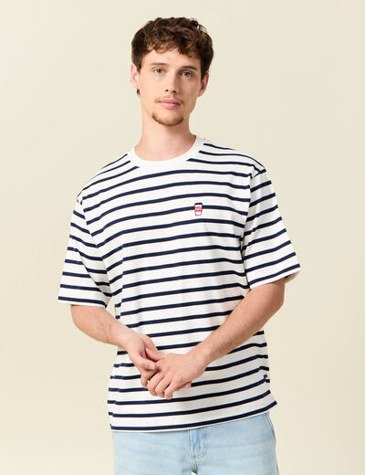 T-shirt oversize brodé en coton blanc homme