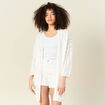 Gilet long ajouré ecru femme
