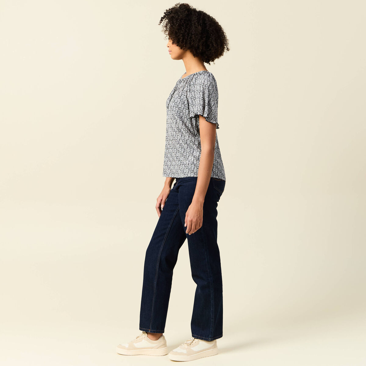 T-shirt manches courtes creme femme