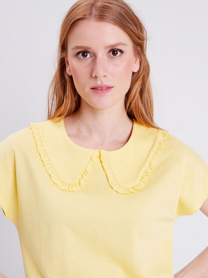 T shirt manches courtes jaune clair femme