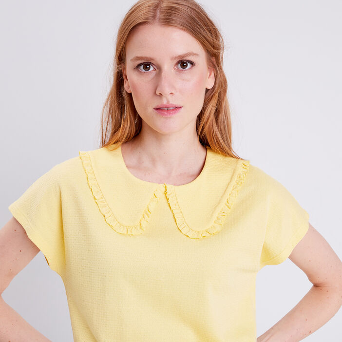 T-shirt manches courtes jaune clair femme