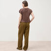 T-shirt manches courtes marron fonc&eacute; femme