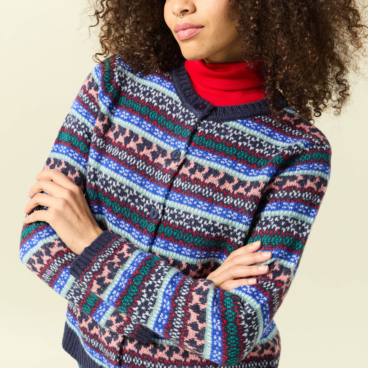 Gilet manches longues sp&eacute;cial no&euml;l bleu marine femme