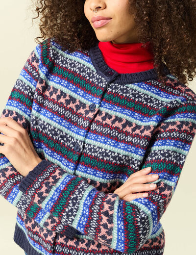 Gilet manches longues sp&eacute;cial no&euml;l bleu marine femme