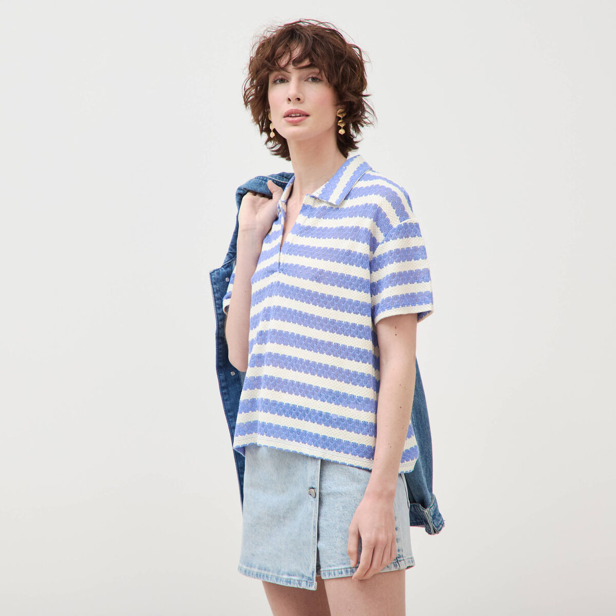 T-shirt manches courtes bleu ciel femme