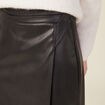 Jupe trapèze simili cuir noir femme