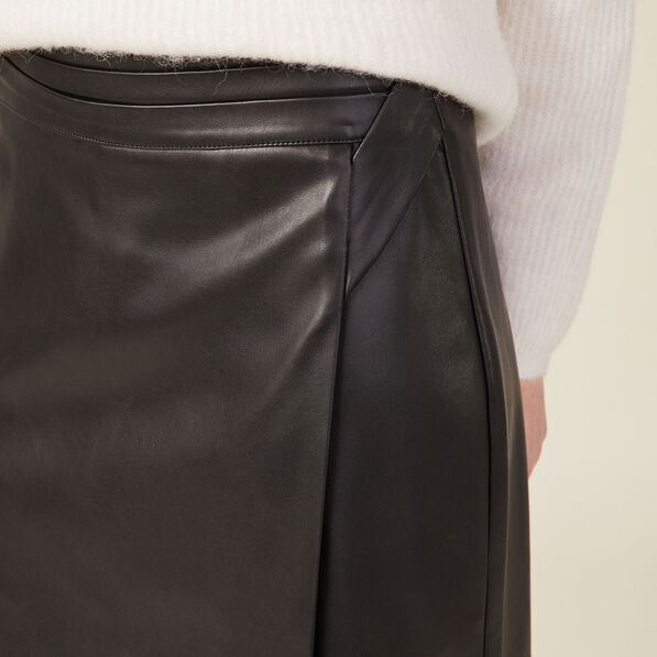Jupe trapèze simili cuir noir femme