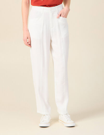 Pantalon cargo fluide ecru femme