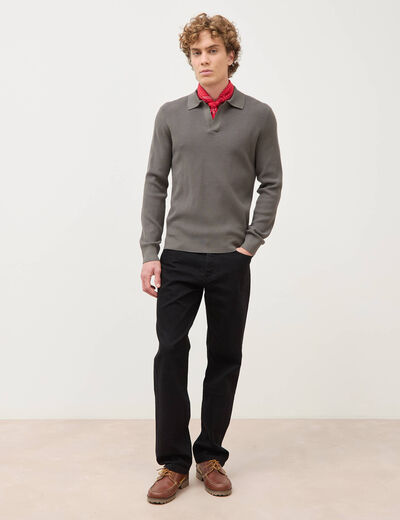 Pull manches longues vert fonc&eacute; homme