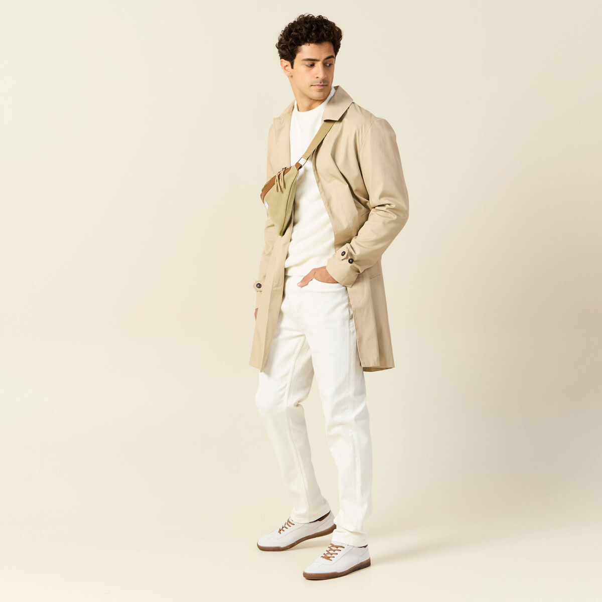 Jeans straight taille tapered denim blanc homme
