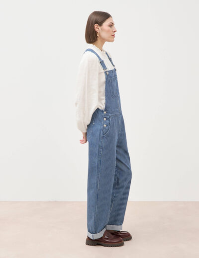 Salopette en coton aspect jeans denim stone femme
