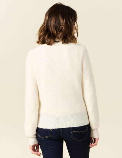 Gilet manches longues creme femme