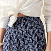 Jupe longue droite fluide bleu marine femme