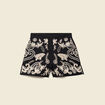 Short en coton avec broderie noir femme