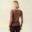 T-shirt manches longues col rond marron femme