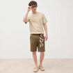 T-shirt ample col rond broderie coton beige homme