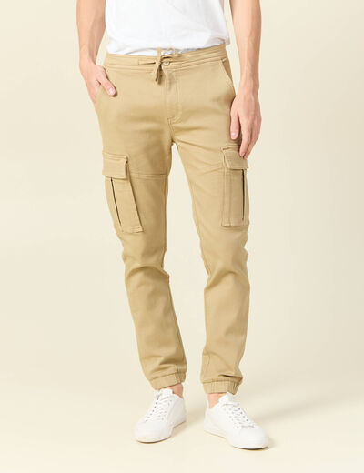 Pantalon battle bas resserré beige homme