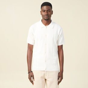 Chemise manches courtes tricot ecru homme