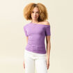 T-shirt asymétrique manches courtes violet femme