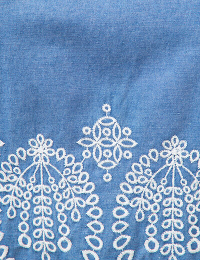 Top en jeans sans manches col rond bleu clair femme