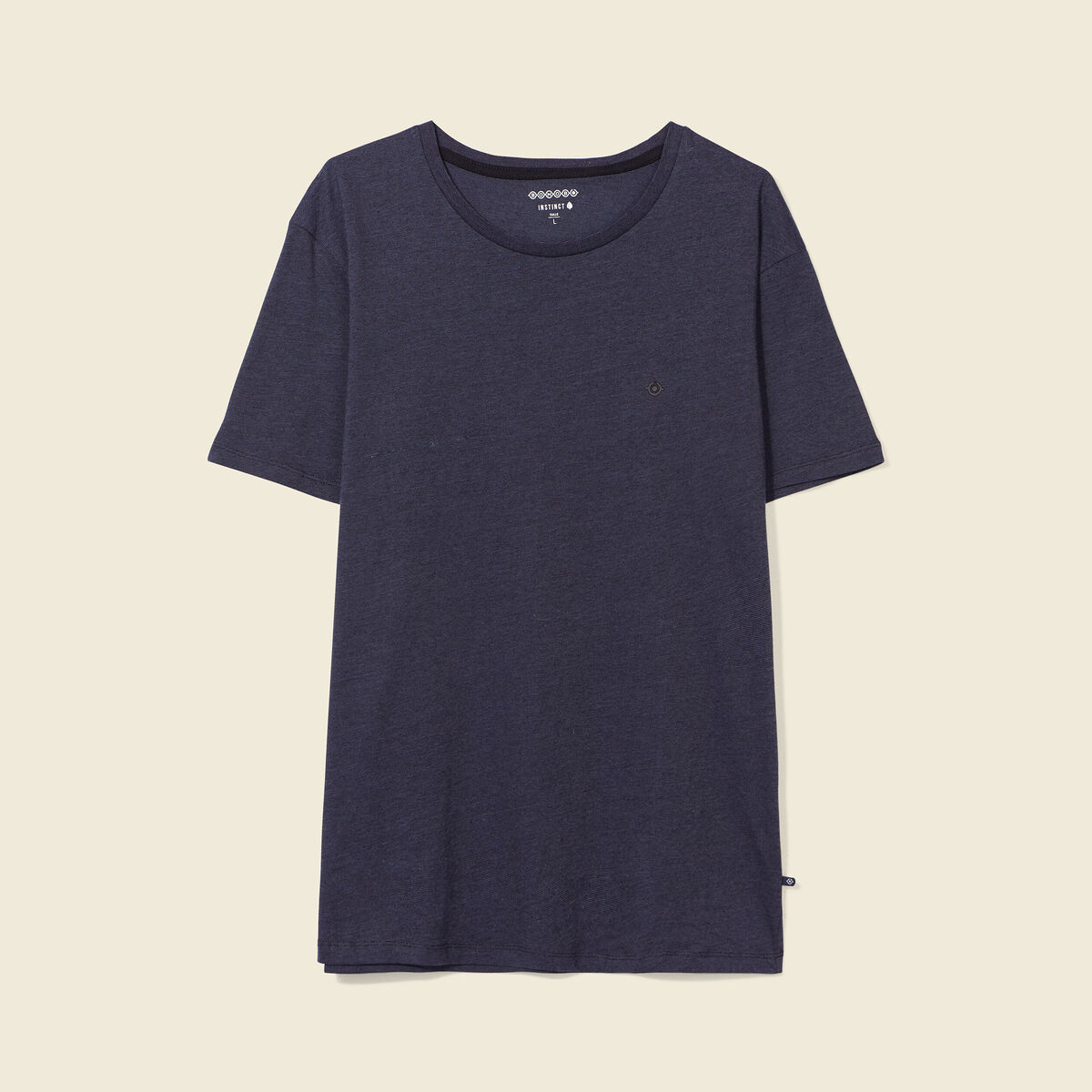 T-shirt cintr&eacute; col rond manches courtes bleu fonc&eacute; homme