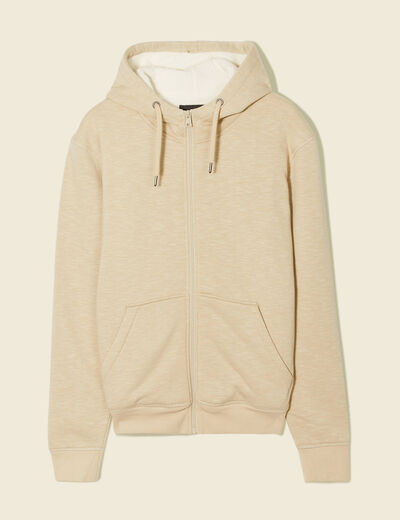 Sweat manches longues zippé beige homme