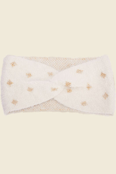 Bandeau fils métallisés ecru femme