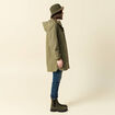 Parka longue à capuche vert kaki femme