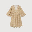 Robe fluide col v manches courtes vert femme